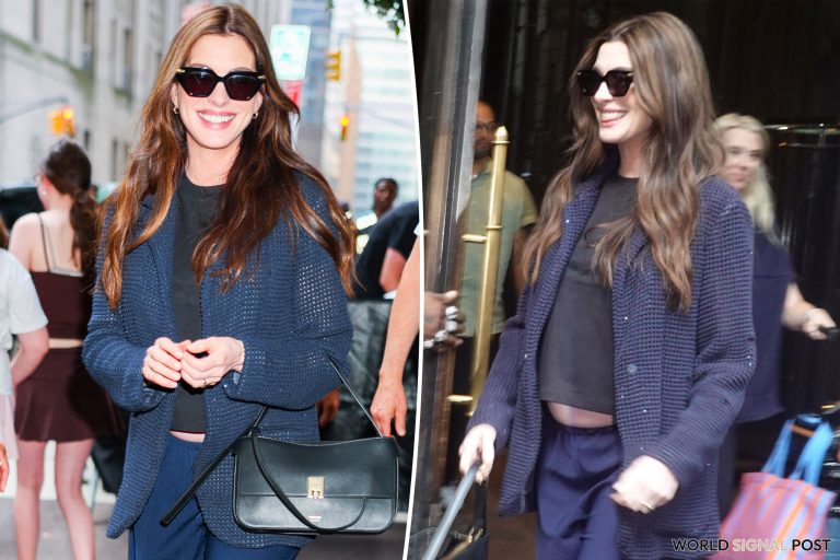 Anne Hathaway's Chic $75 T-Shirt Steals the Spotlight Anne Hathaway's Chic $75 T-Shirt Steals the Spotlight
