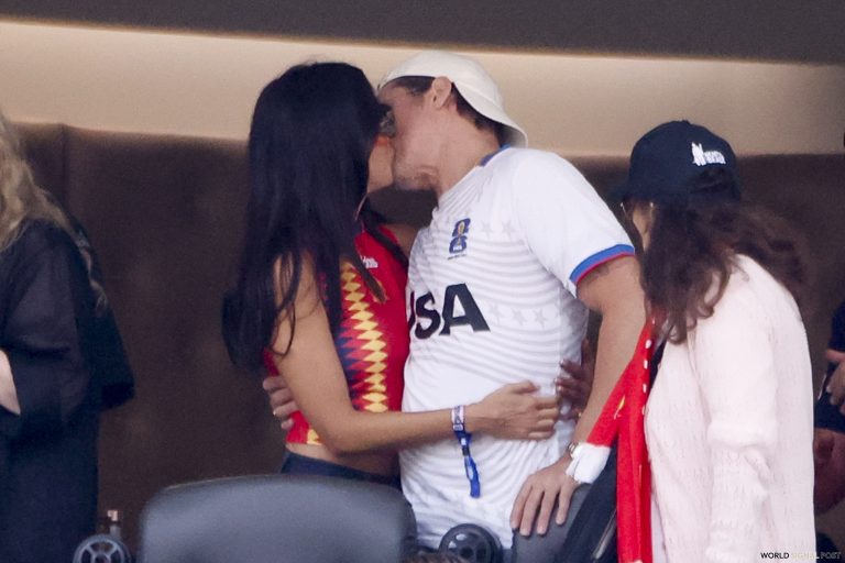 Brad Pitt and Ines de Ramon Share a Kiss at World Cup Match Brad Pitt and Ines de Ramon Share a Kiss at World Cup Match
